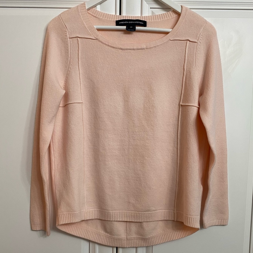 French Connection Women’s XS Pink Scoop Neck Long Sleeve Sweater Shirt Top EUC